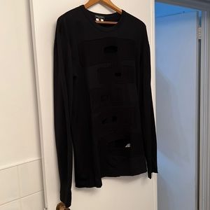 COMME des GARÇONS HOMME PLUS black long sleeve t-shirt with cut outs